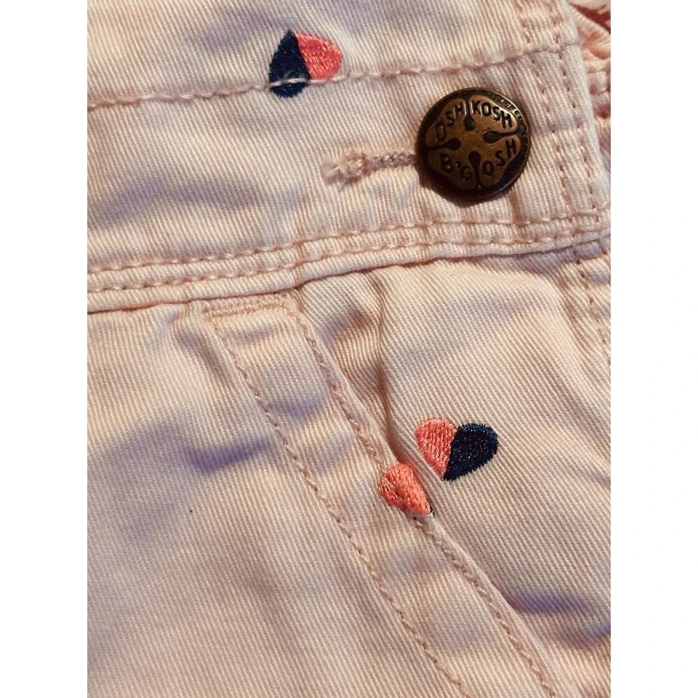 Oshkosh B'gosh Pink Shortalls Overalls Heart Pocket Vestbak Toddler Girls 2T